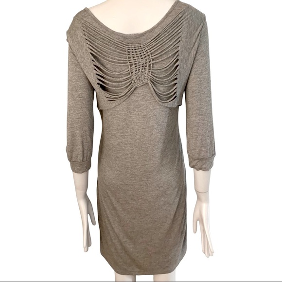 REISS Jersey Knit Shredded Back Grey Dress - Picture 10 of 11